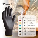 Guante poliéster y poliuretano Negro - Talla 7