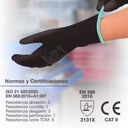 Guante poliéster y poliuretano Negro - Talla 8