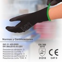 Guante poliéster y poliuretano Negro - Talla 9
