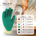 Guante poliéster y recubrimiento de latex Amarillo/Verde -Talla 8