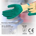 Guante poliéster y recubrimiento de latex Amarillo/Verde -Talla 8