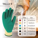 Guante poliéster y recubrimiento de latex Amarillo/Verde -Talla 9