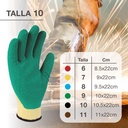 Guante poliéster y recubrimiento de latex Amarillo/Verde -Talla 10