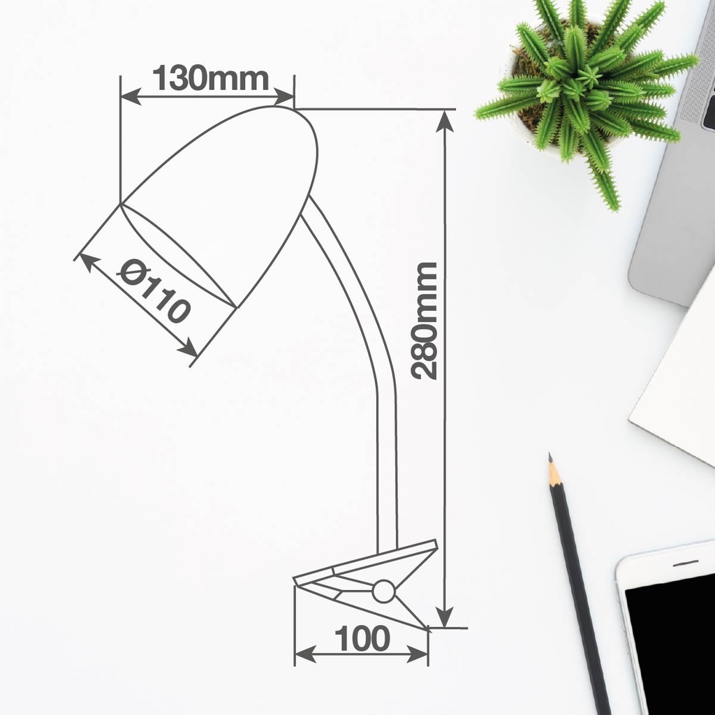 Flexo de escritorio con pinza Gaeta E27 Blanco