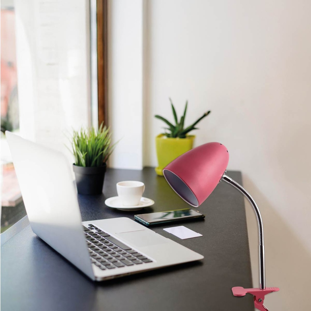 Flexo de escritorio con pinza Gaeta E27 Rosa