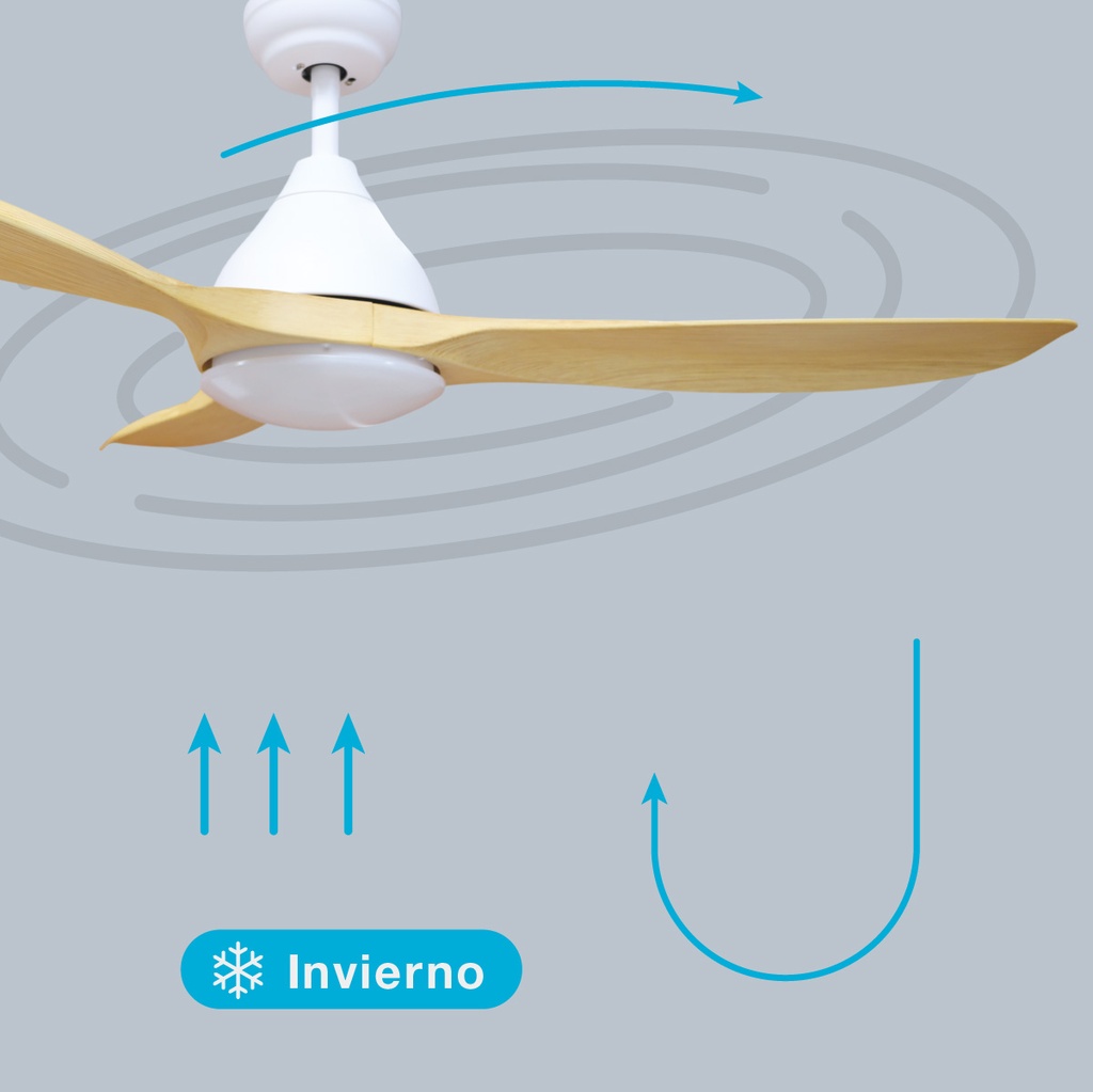 Ventilador techo Luma con luz CCT regulable y mando Ø117 3 aspas DC Blanco
