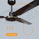 Ventilador techo Saltok con mando Ø142 3 aspas Negro