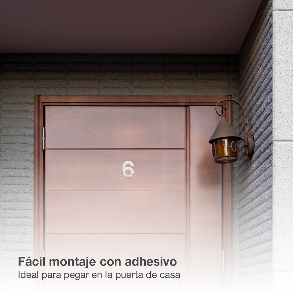 Número puerta 6 acero inoxidable con adhesivo
