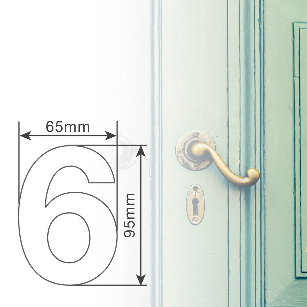 Número puerta 6 acero inoxidable con adhesivo