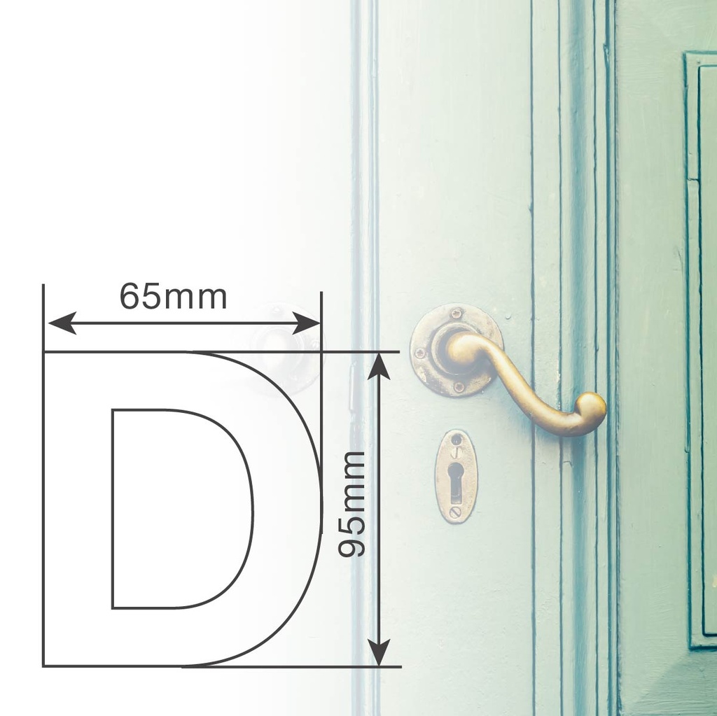 Letra puerta D acero inoxidable con adhesivo