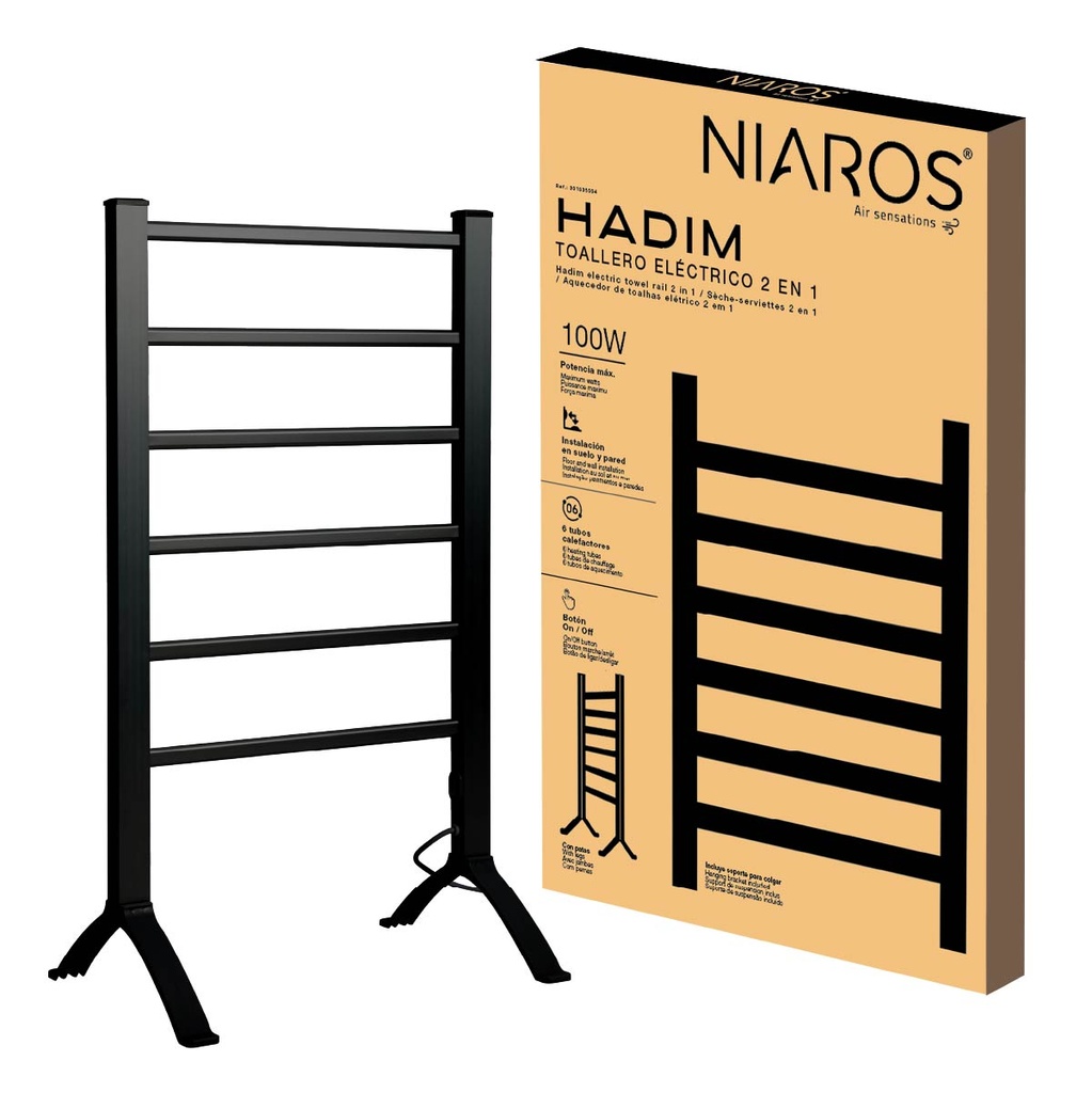 Toallero eléctrico 2 en 1 Hadim Máx. 100W Negro 