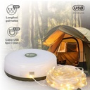Linterna solar LED camping con guirnalda 10M recargable USB 150lm
