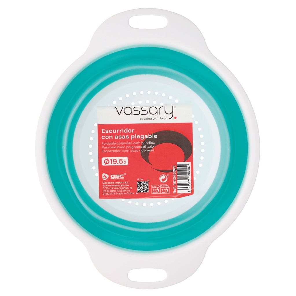 Escurridor con asas plegable Ø19,5cm