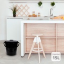 Cubo con asa y tapa 15L Negro