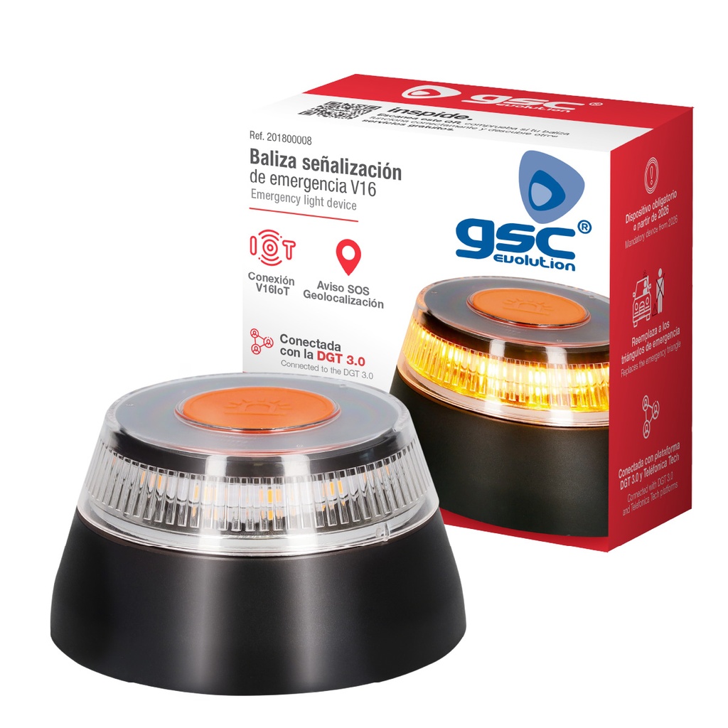 Kit 80 balizas señalización de emergencia V16 con geolocalización + expositor de pie