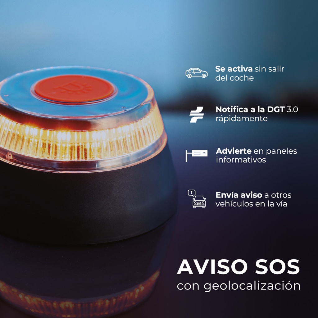 Kit 80 balizas señalización de emergencia V16 con geolocalización + expositor de pie