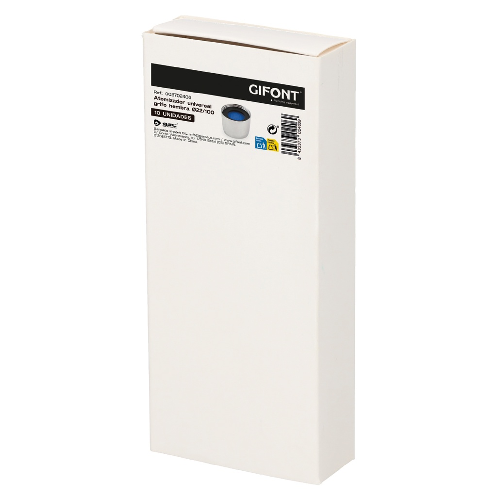 Caja 10 atomizadores hembra para grifo Ø22/100