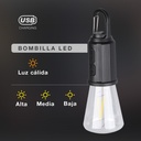 Bombilla LED camping recargable USB 120lm - 9u caja exp