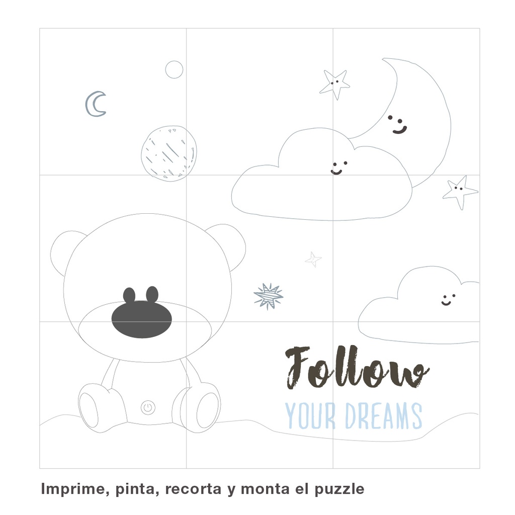 Luz de noche infantil LED Osito 5W RGB + luz día con altavoz y batería Azul 