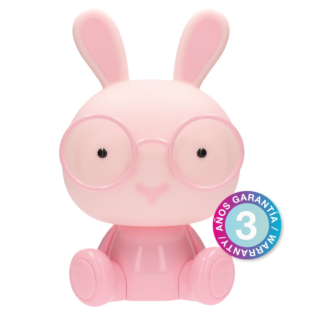 Luz de noche infantil LED Conejito 5W RGB + luz día con altavoz y batería Rosa 