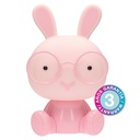 Luz de noche infantil LED Conejito 5W RGB + luz día con altavoz y batería Rosa 