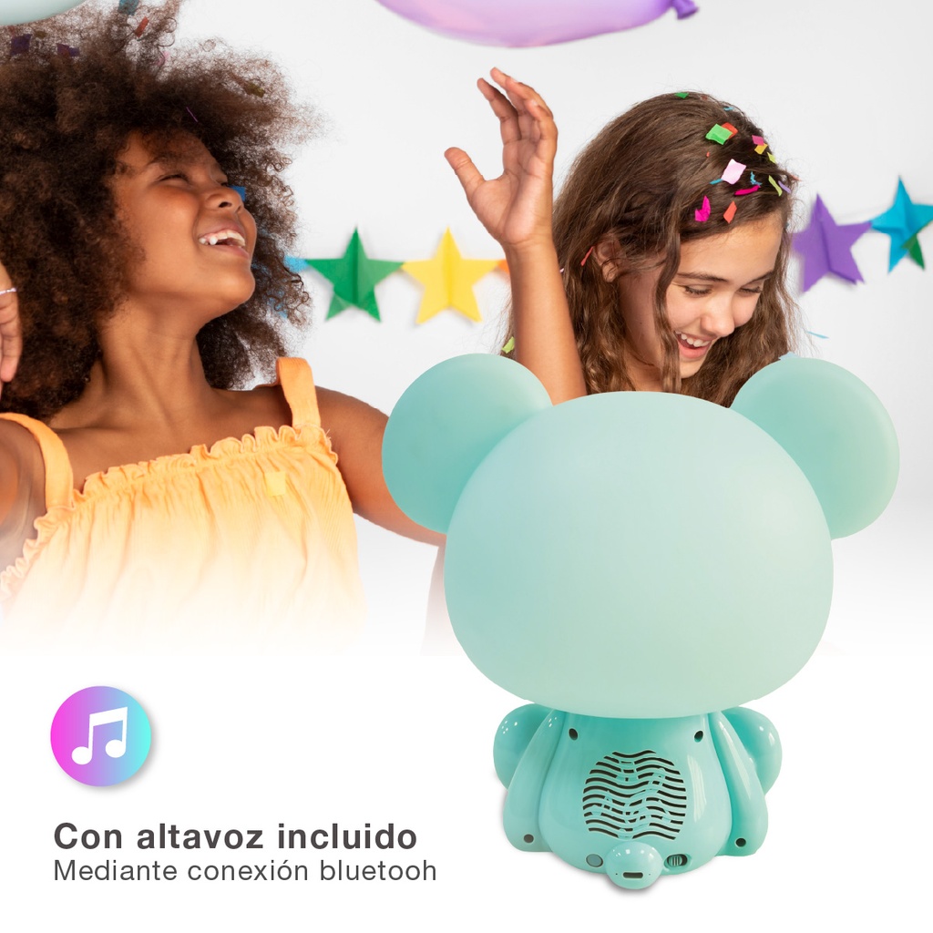 Luz de noche infantil LED Koala 5W RGB + luz día con altavoz y batería Azul 