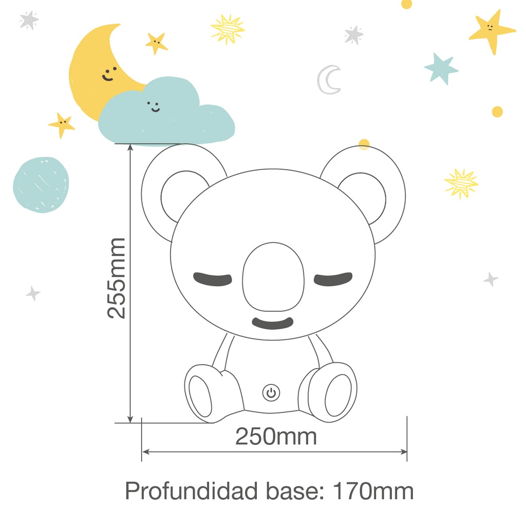 Luz de noche infantil LED Koala 5W RGB + luz día con altavoz y batería Azul 