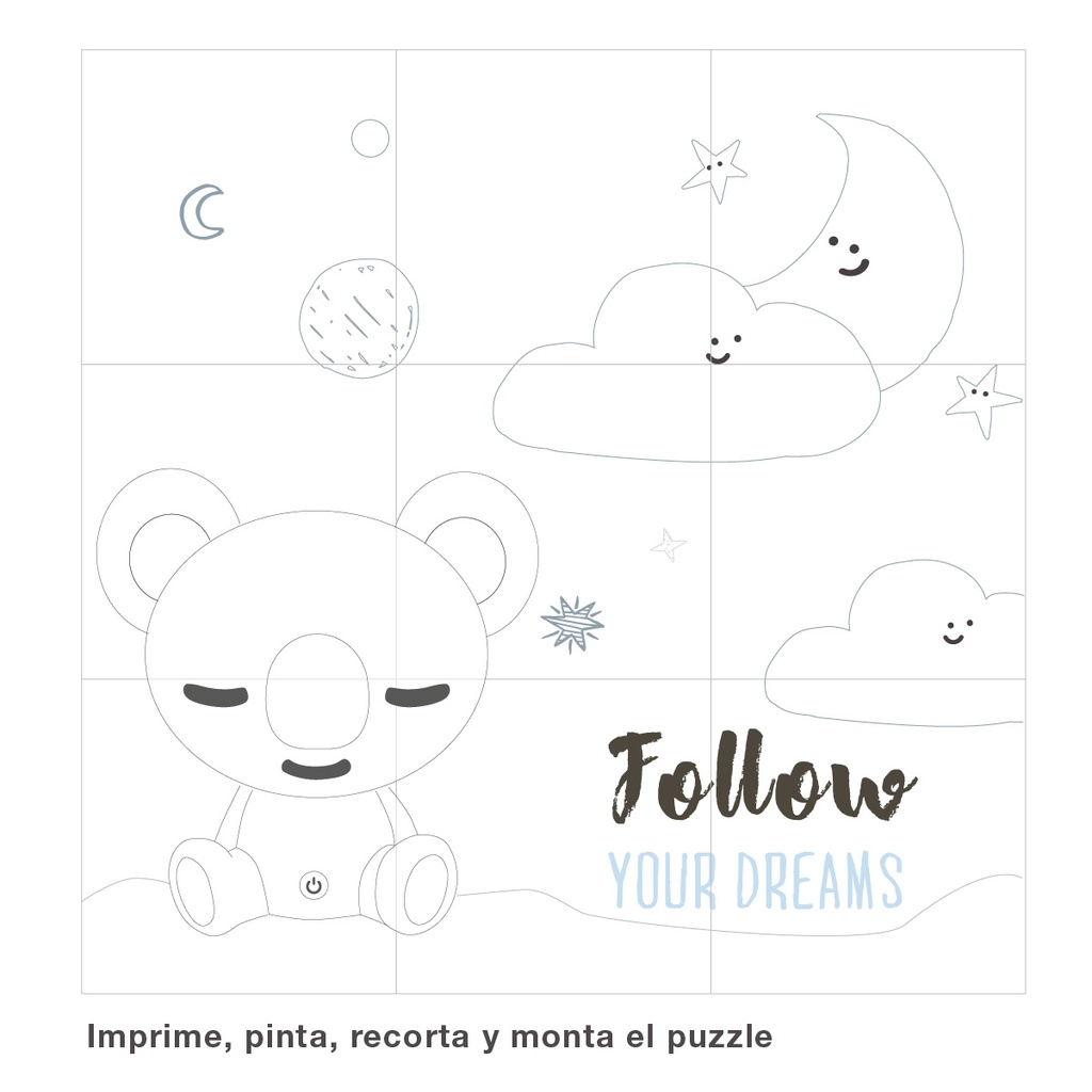 Luz de noche infantil LED Koala 5W RGB + luz día con altavoz y batería Azul 