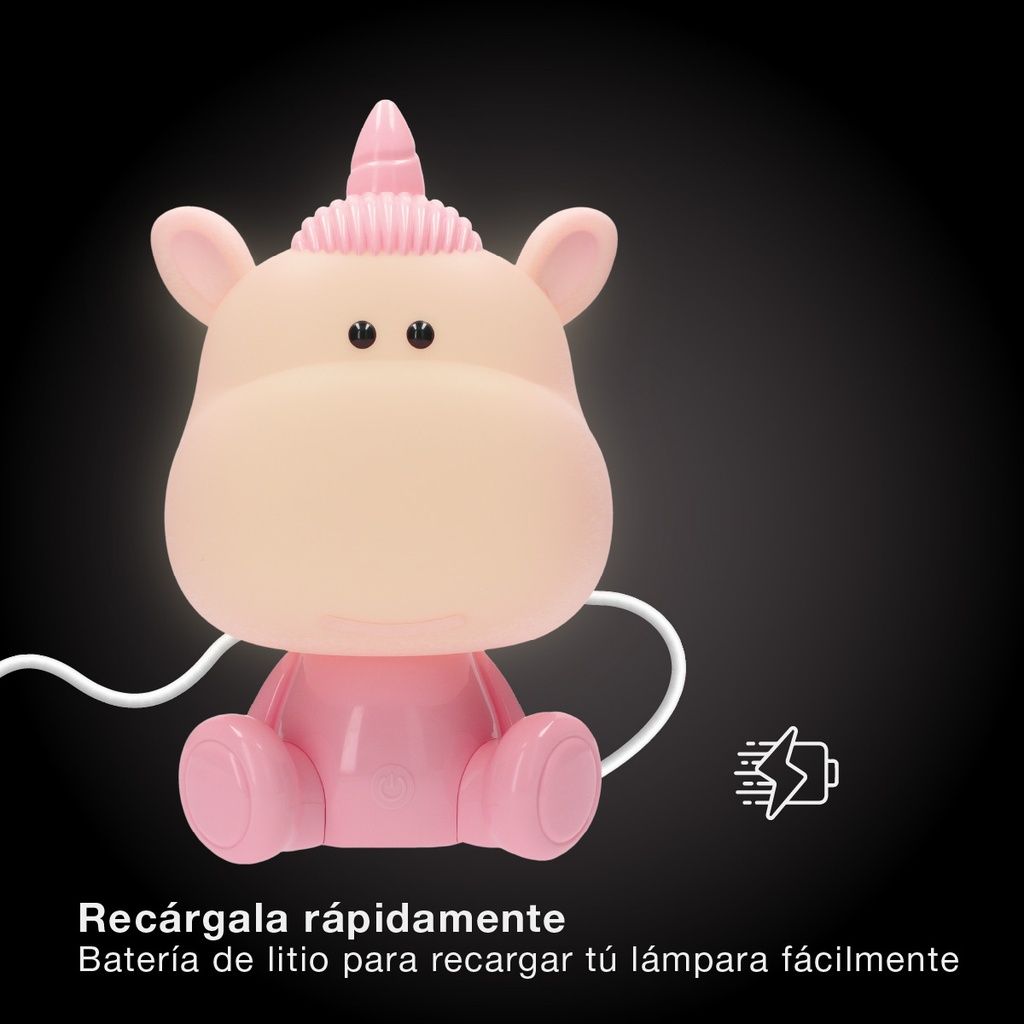 Luz de noche infantil LED Unicornio 5W RGB + luz día con altavoz y batería Rosa 