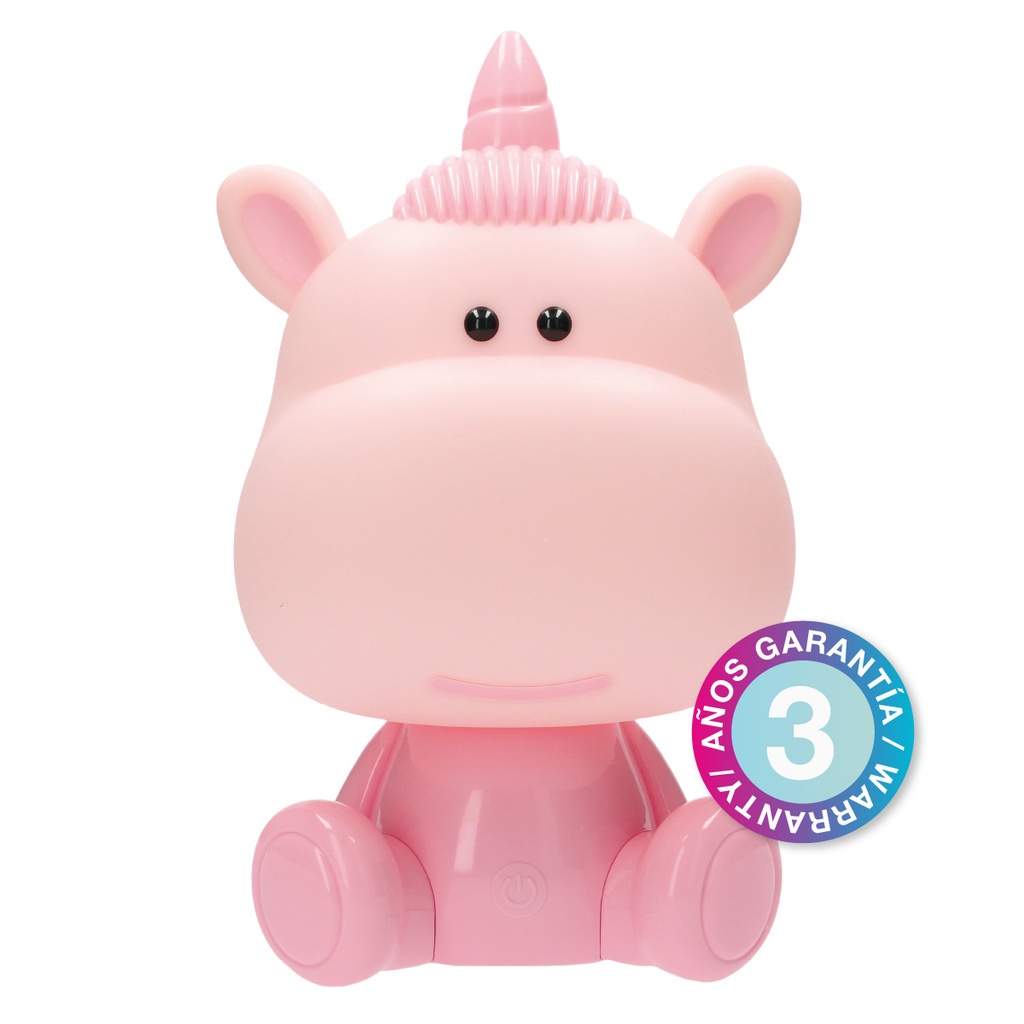 Luz de noche infantil LED Unicornio 5W RGB + luz día con altavoz y batería Rosa 