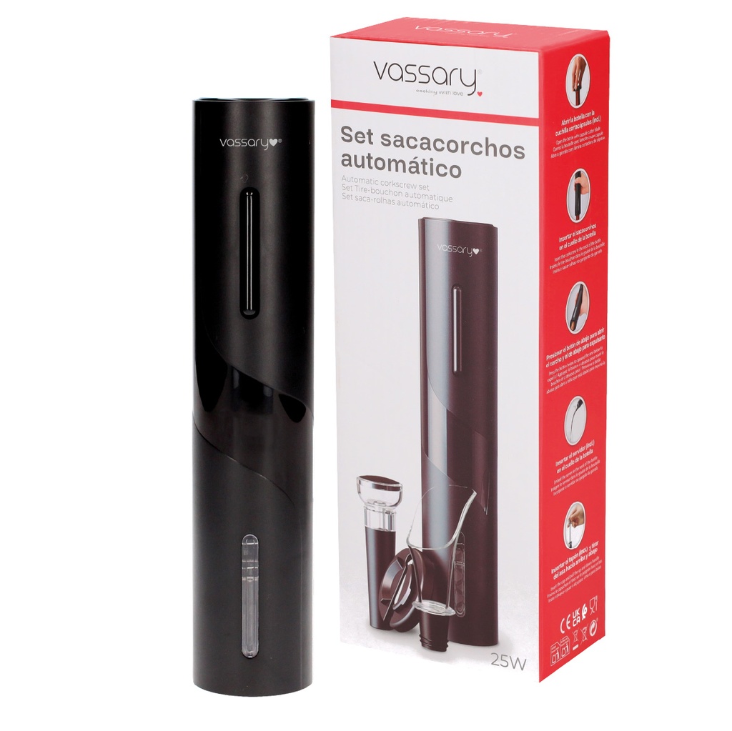 Set sacacorchos automático con tapón de vacío y servidor de vino