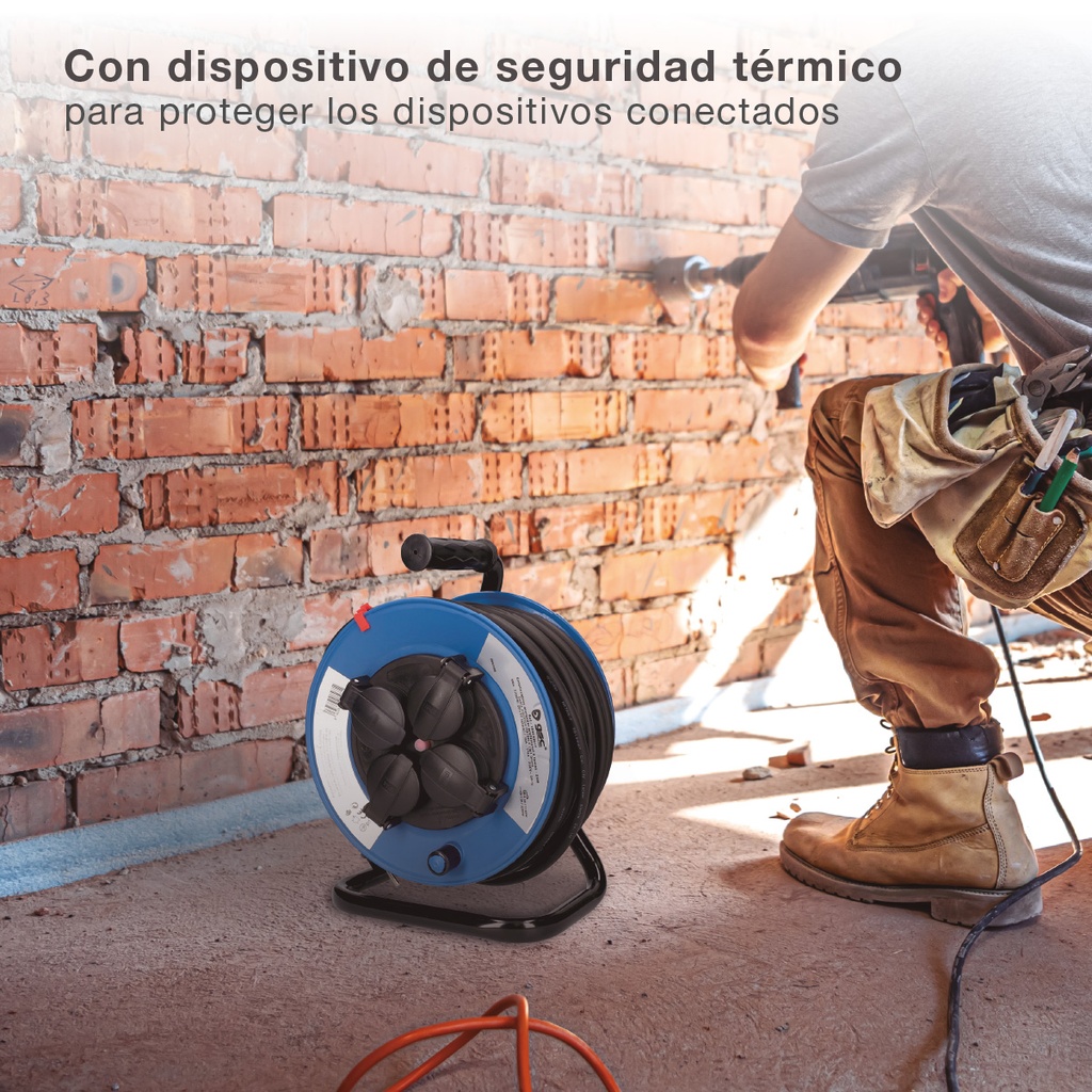 Enrollacables alargador profesional 4 enchufes (3x1.5mm) 25M IP44