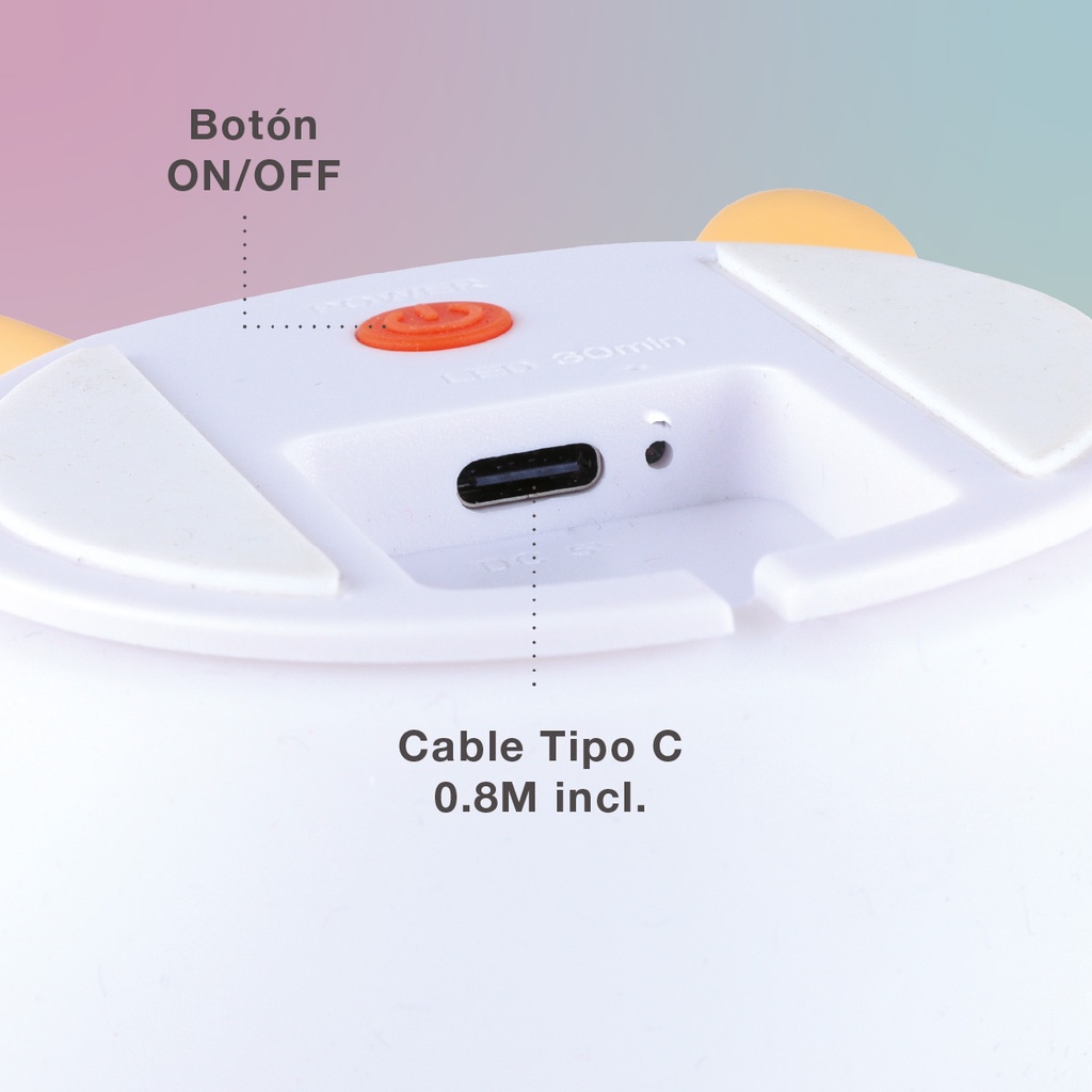 Luz de noche infantil LED Pollito 1W RGB batería recargable 