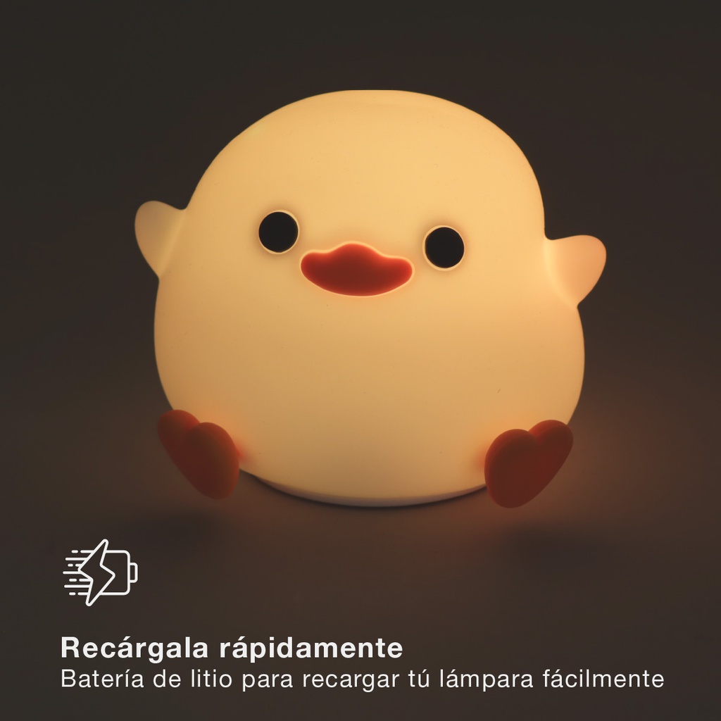 Luz de noche infantil LED Pollito 1W RGB batería recargable 