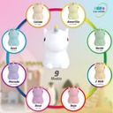 Luz de noche infantil LED Unicornio 1W RGB batería recargable 