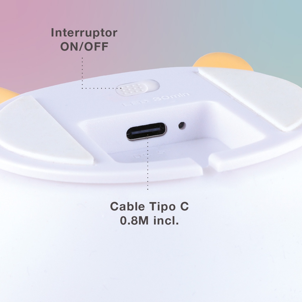 Luz de noche infantil LED Unicornio 1W RGB batería recargable 