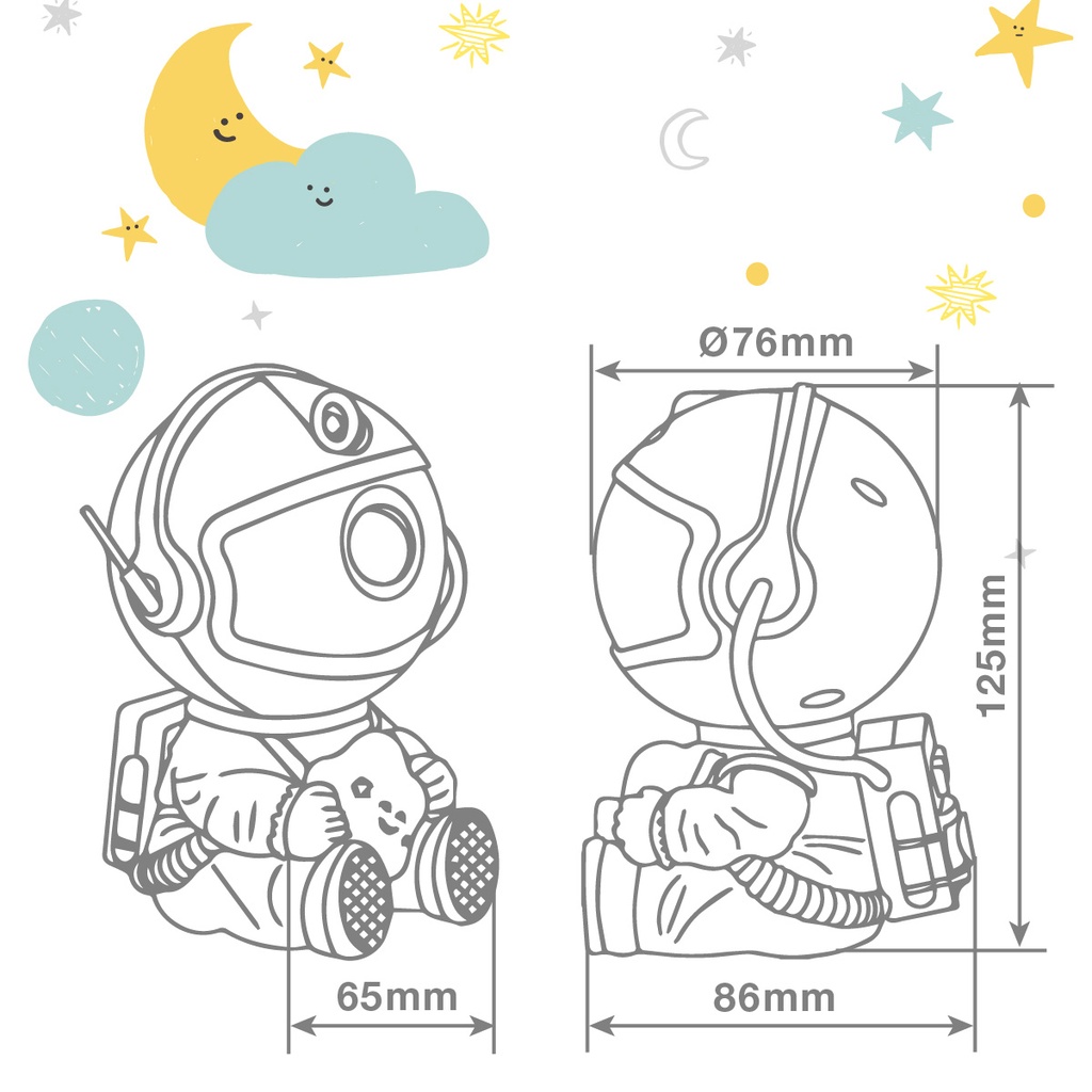 Luz de noche infantil LED Astronauta proyector galaxia 