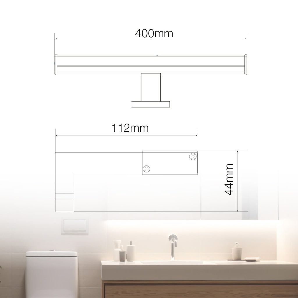 Aplique baño LED Laksa 8W 6500K IP44 Negro