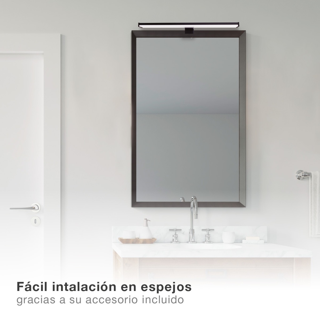 Aplique baño LED Laksa 12W 6500K IP44 Negro