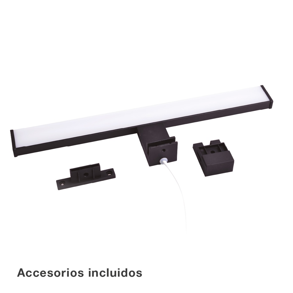 Aplique baño LED Laksa 12W 6500K IP44 Negro