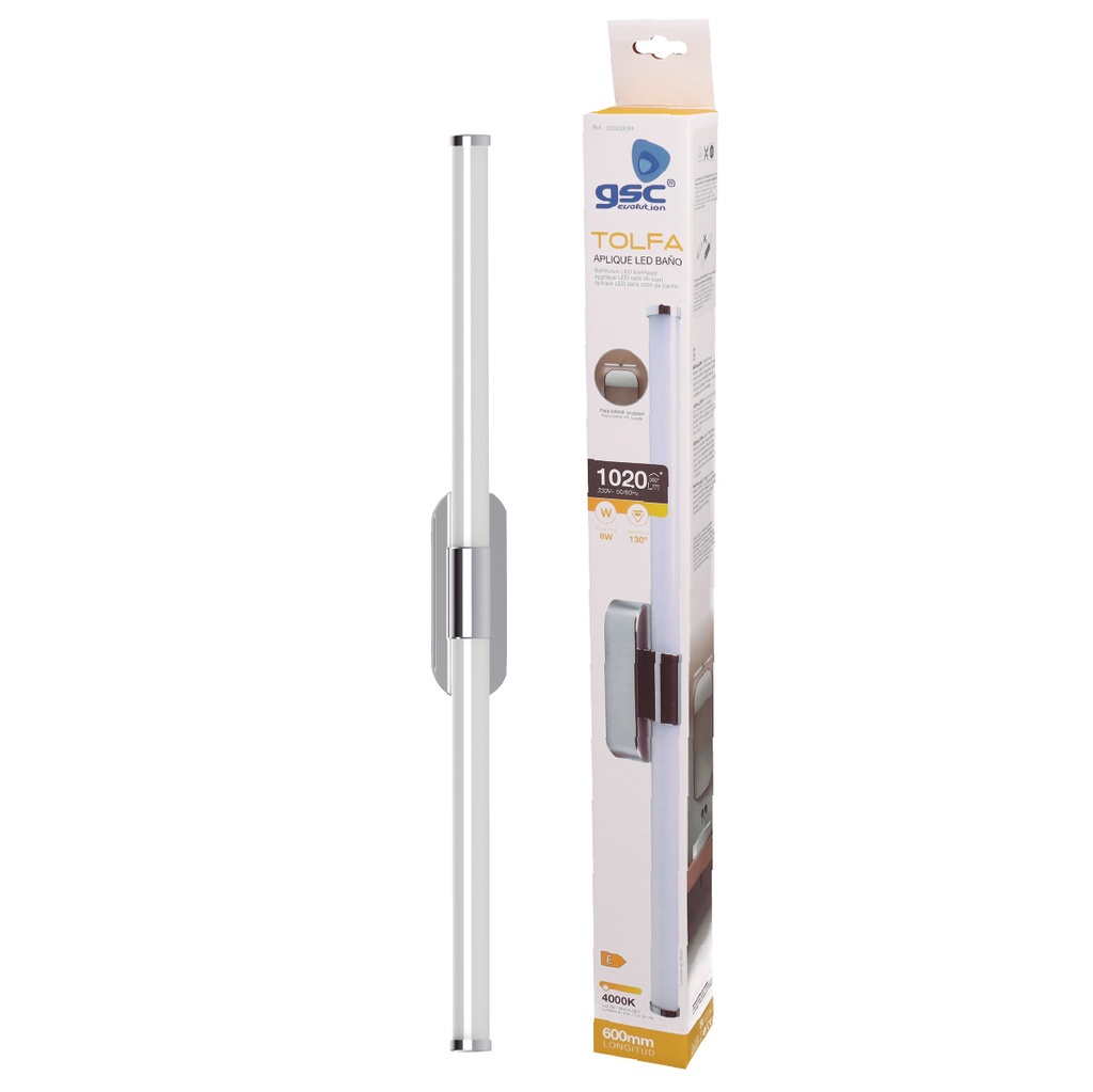 Aplique baño LED Tolfa 8W 4000K IP44 