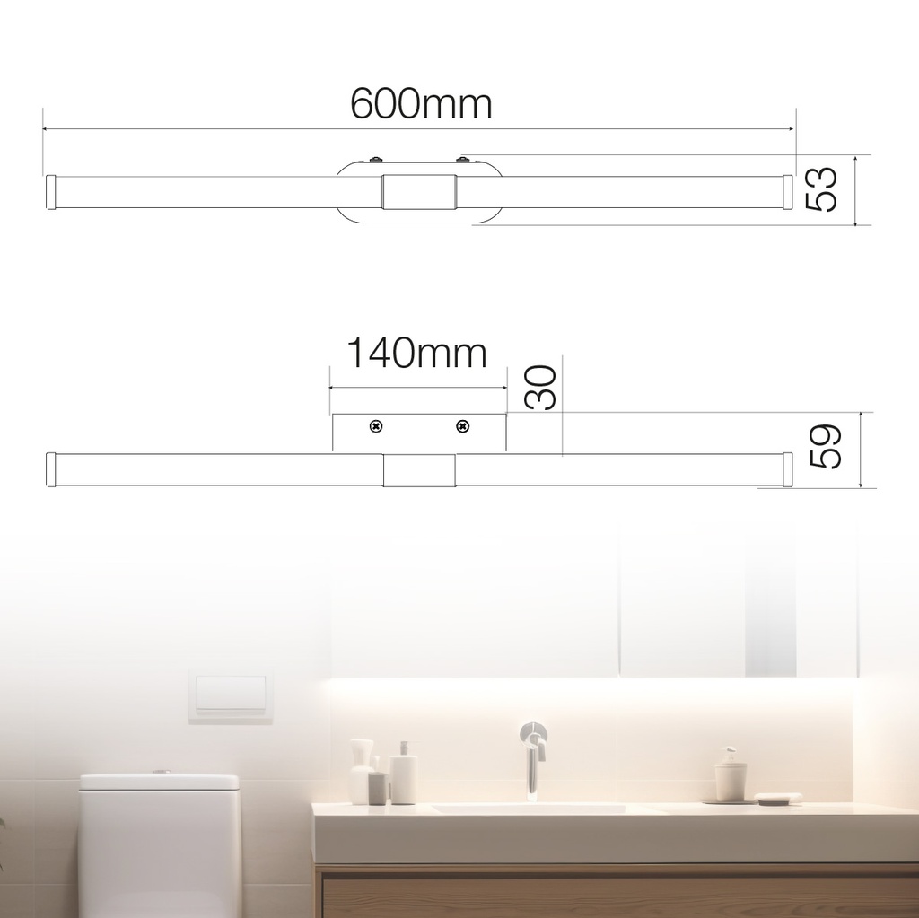 Aplique baño LED Tolfa 8W 6500K IP44 