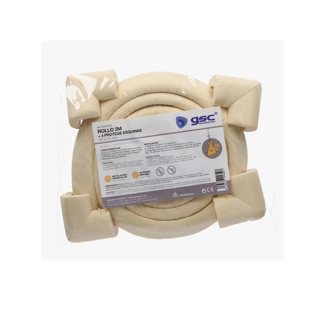 Pack Rollo 2M para cantos y 4 protege esquinas de espuma