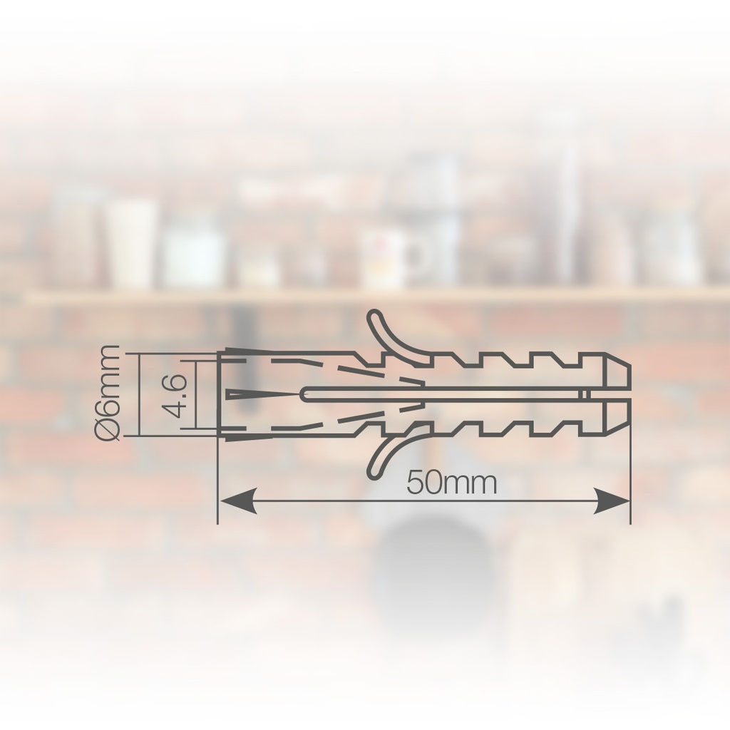 Bolsa de 100 tacos de expansión Nylon Gris 6mm
