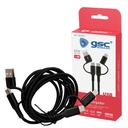 Cable cargador 4 en 1 (2 USB Tipo C, conector Lightning y USB) nylon trenzado 1,5M 