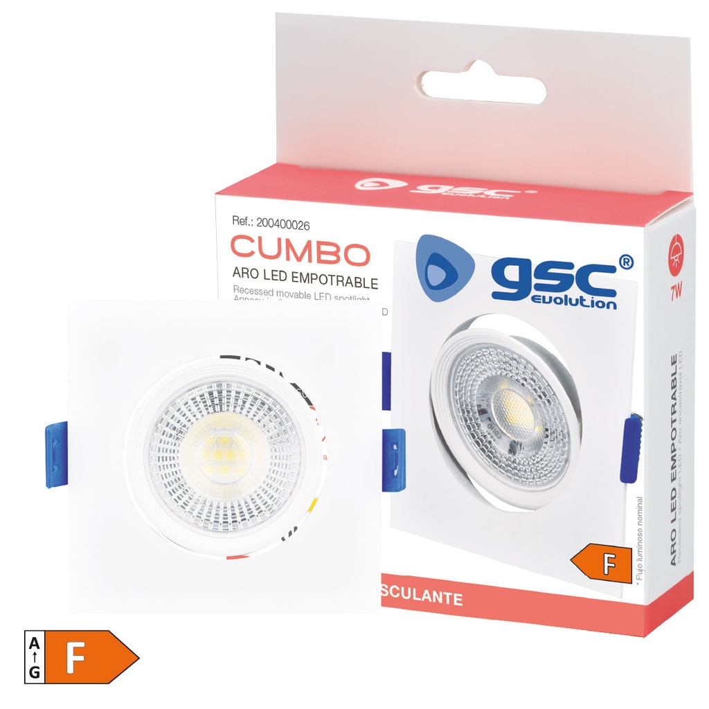 Aro basculante cuadrado empotrable LED Cumbo 7W 4000K Blanco 