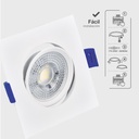 Aro basculante cuadrado empotrable LED Cumbo 7W 4000K Blanco 