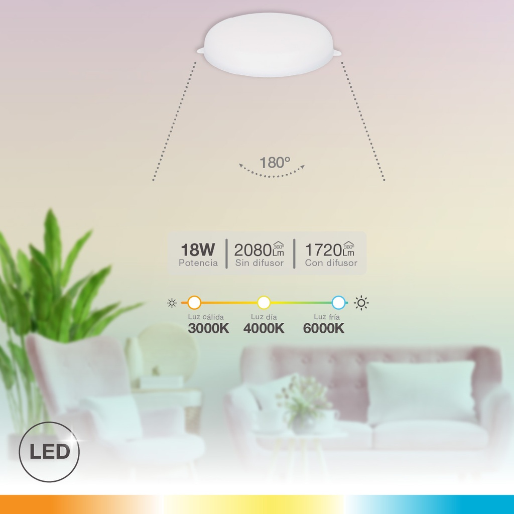 Downlight LED Larissa empotramiento regulable 36W 3000-4000-6500K