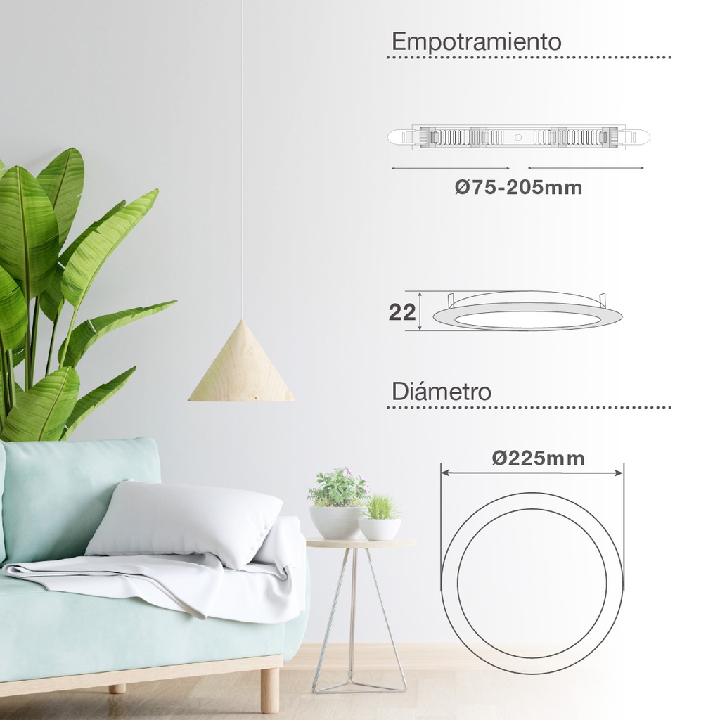 Downlight LED Larissa empotramiento regulable 36W 3000-4000-6500K