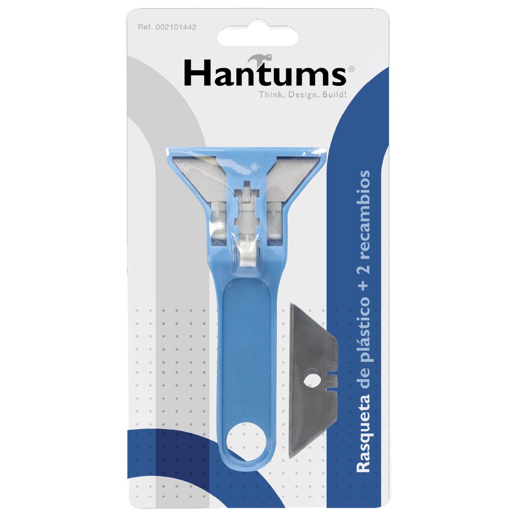 Rasqueta de plastico con cuchilla acero + 2 recambios
